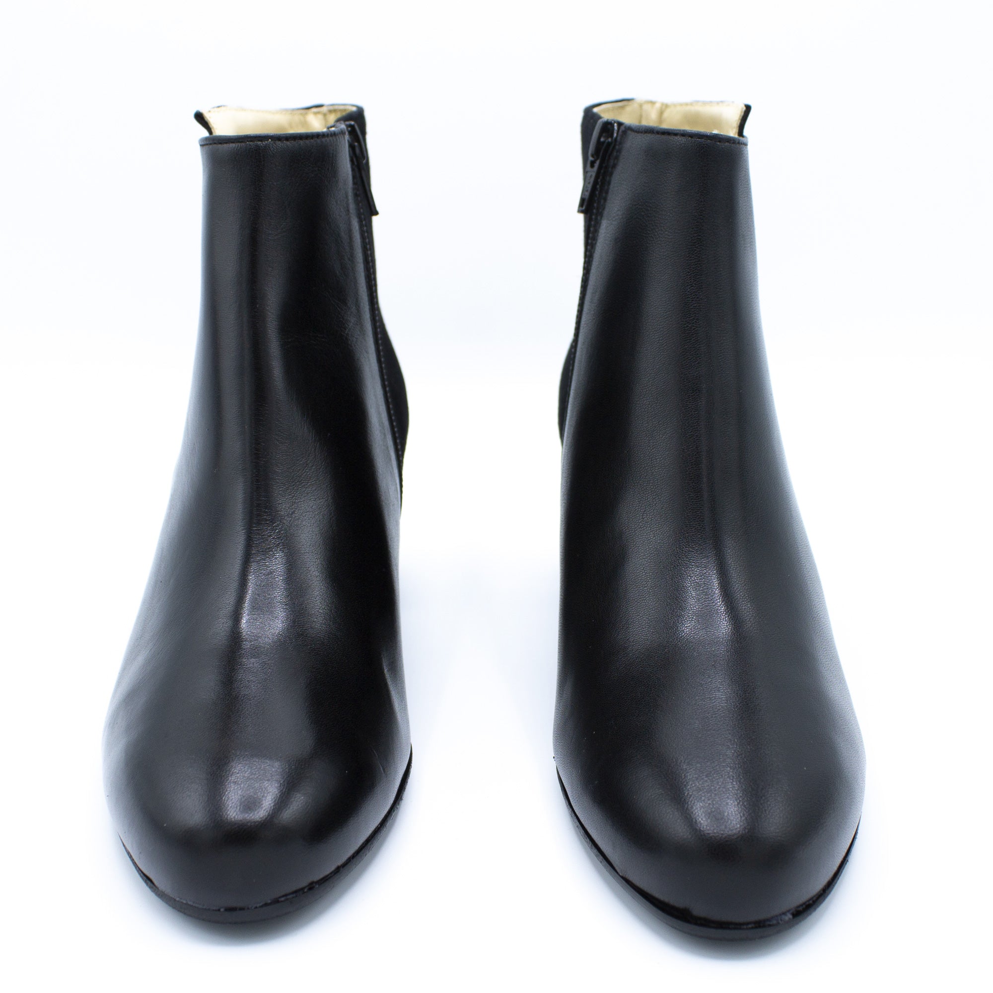 Stivaletto donna in pelle e camoscio nero