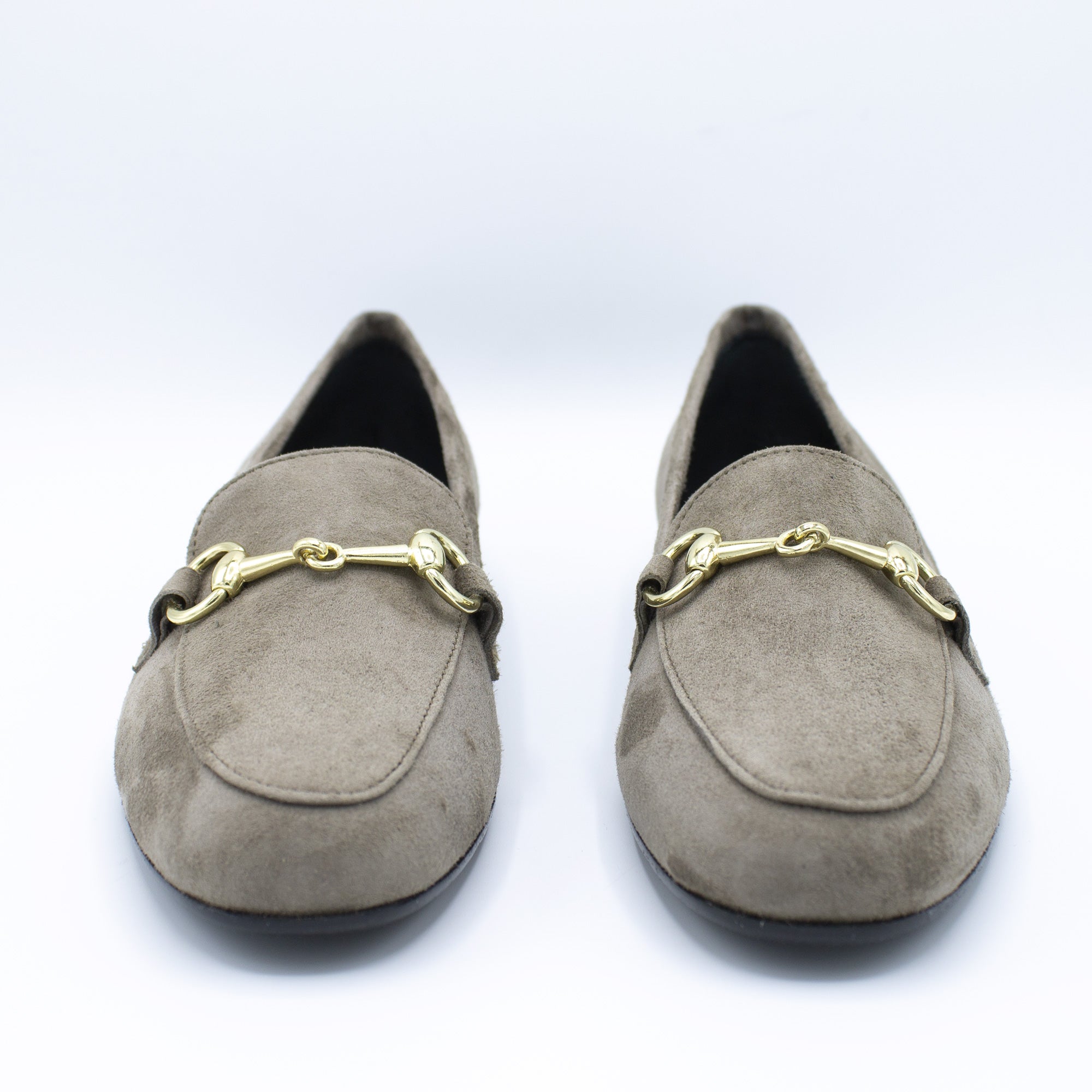 Mocassino donna in camoscio color fango