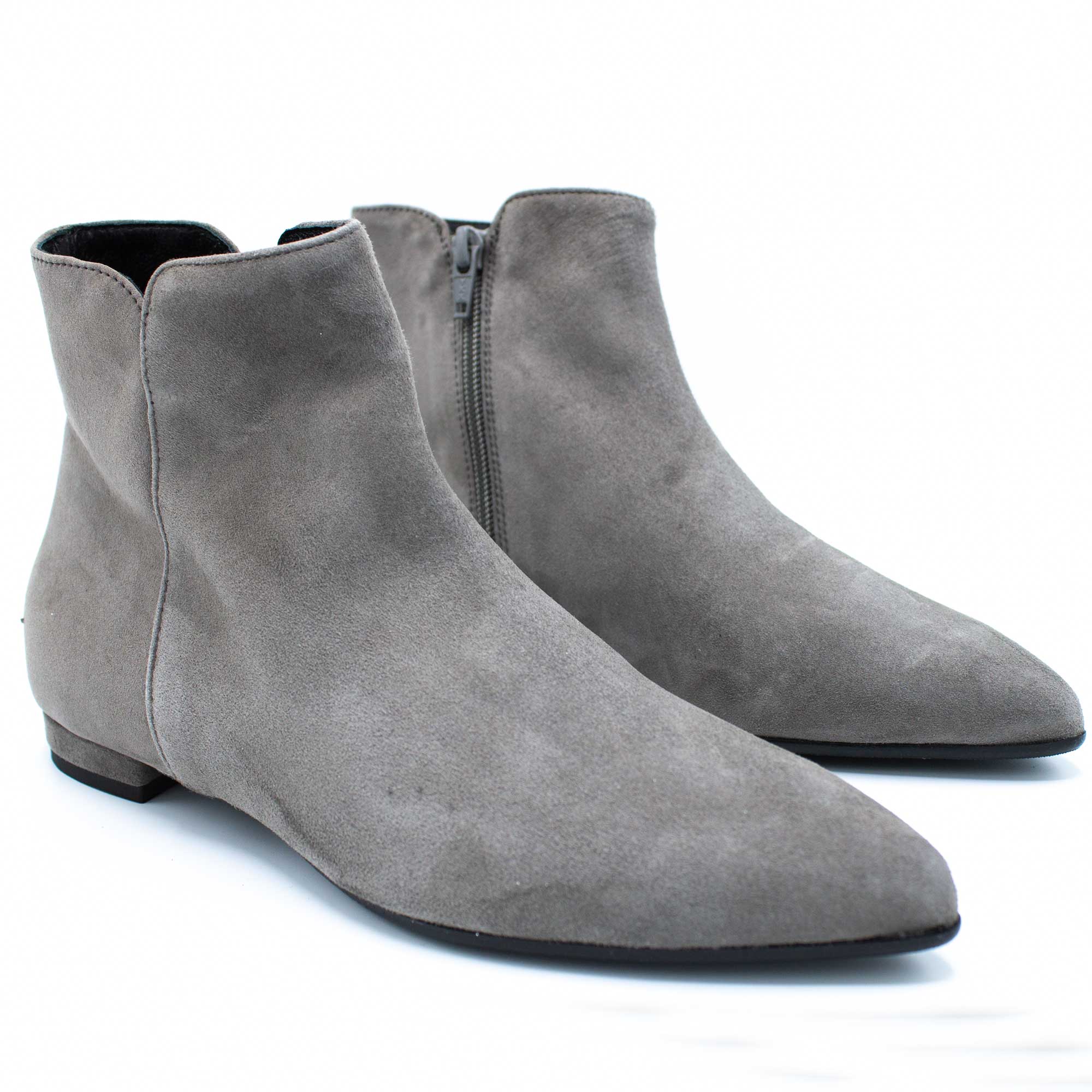 Stivaletto donna in camoscio color grigio