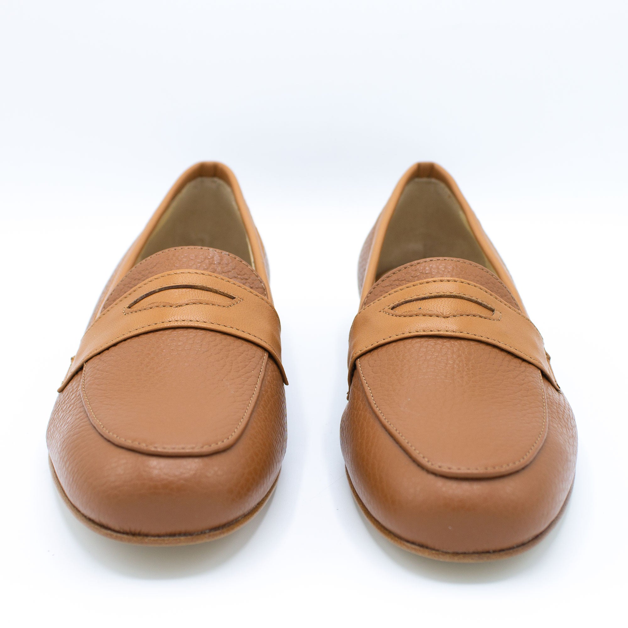 Mocassino donna in pelle martellata cuoio