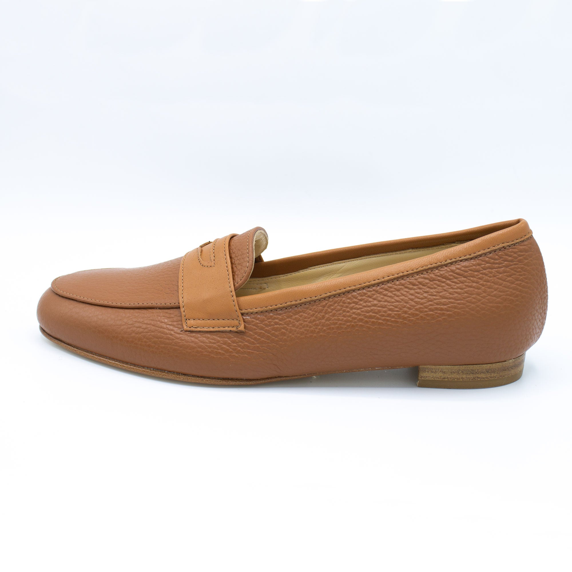 Mocassino donna in pelle martellata cuoio