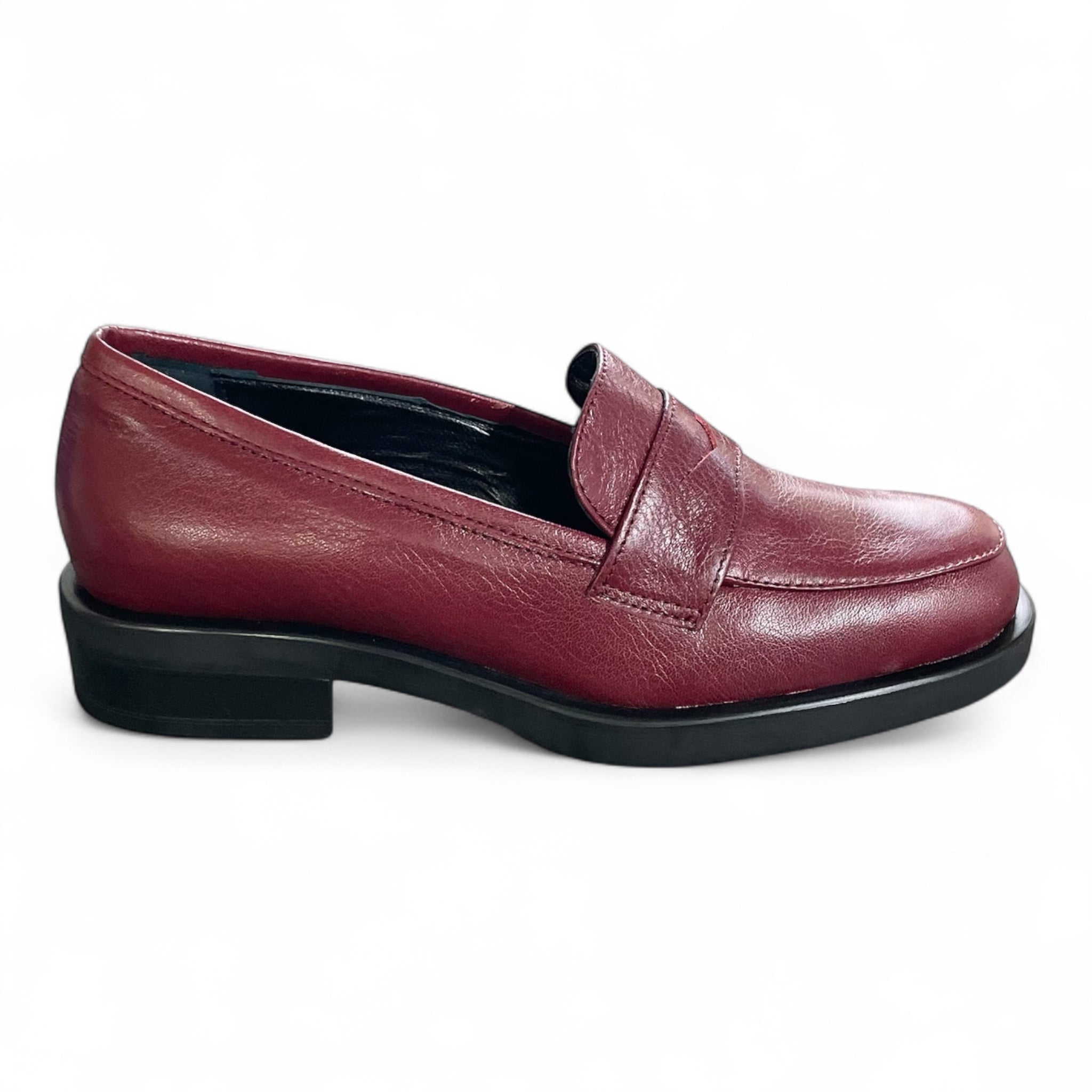 Mocassino donna in pelle bordeaux