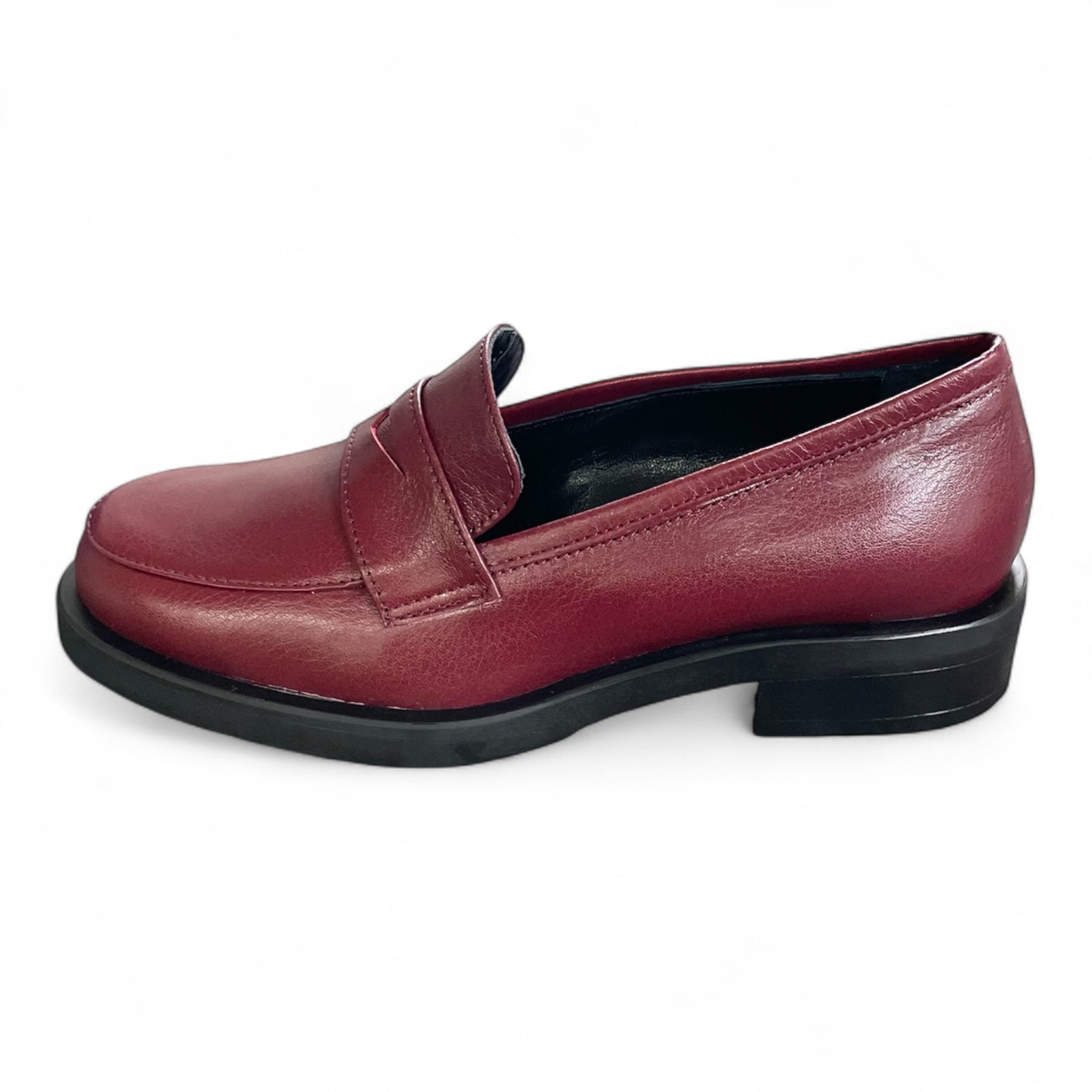 Mocassino donna in pelle bordeaux