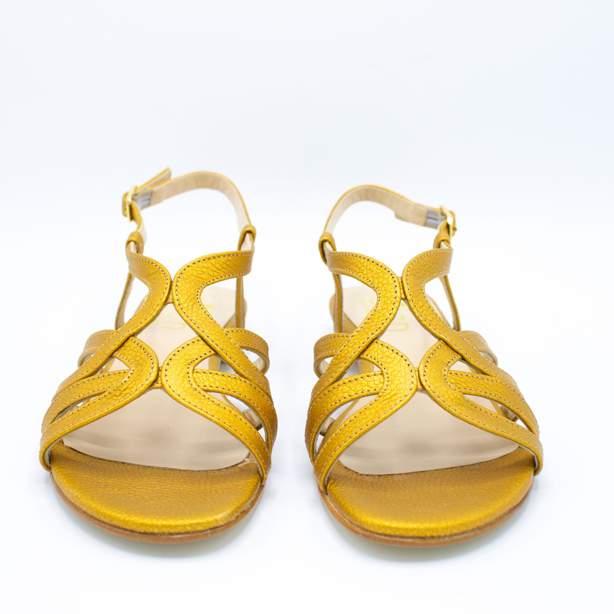 Sandalo donna in pelle martellata color bronzo