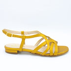 Sandalo donna in pelle martellata color bronzo