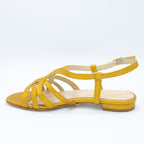Sandalo donna in pelle martellata color bronzo