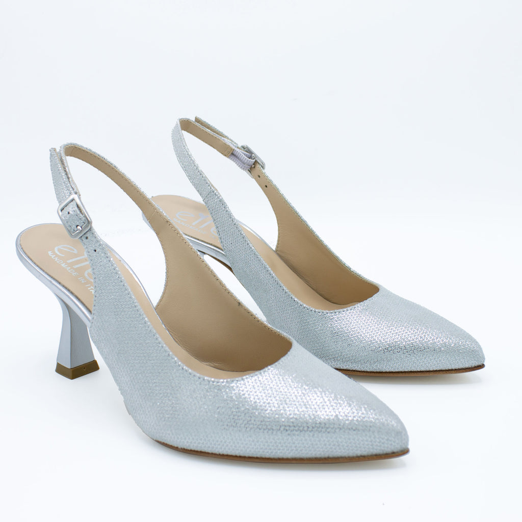 Slingback donna in pelle argento