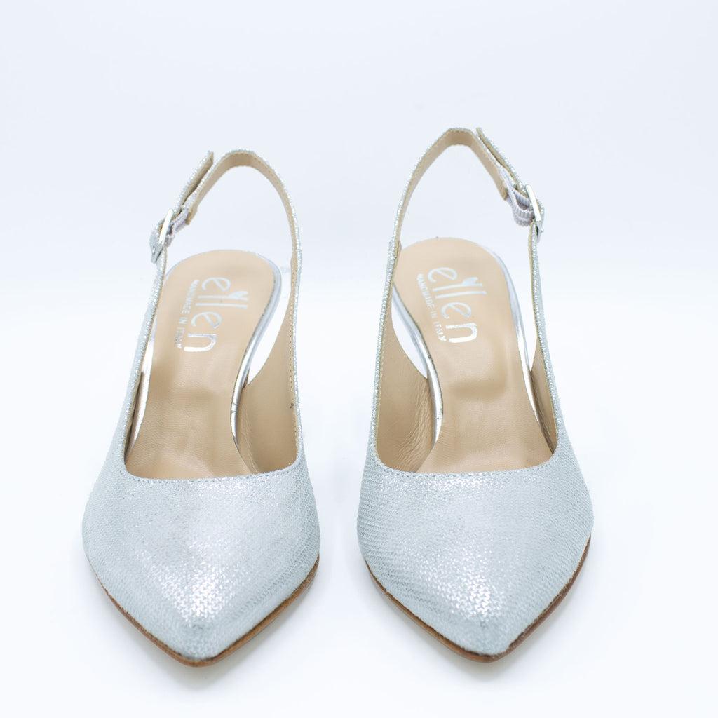 Slingback donna in pelle argento
