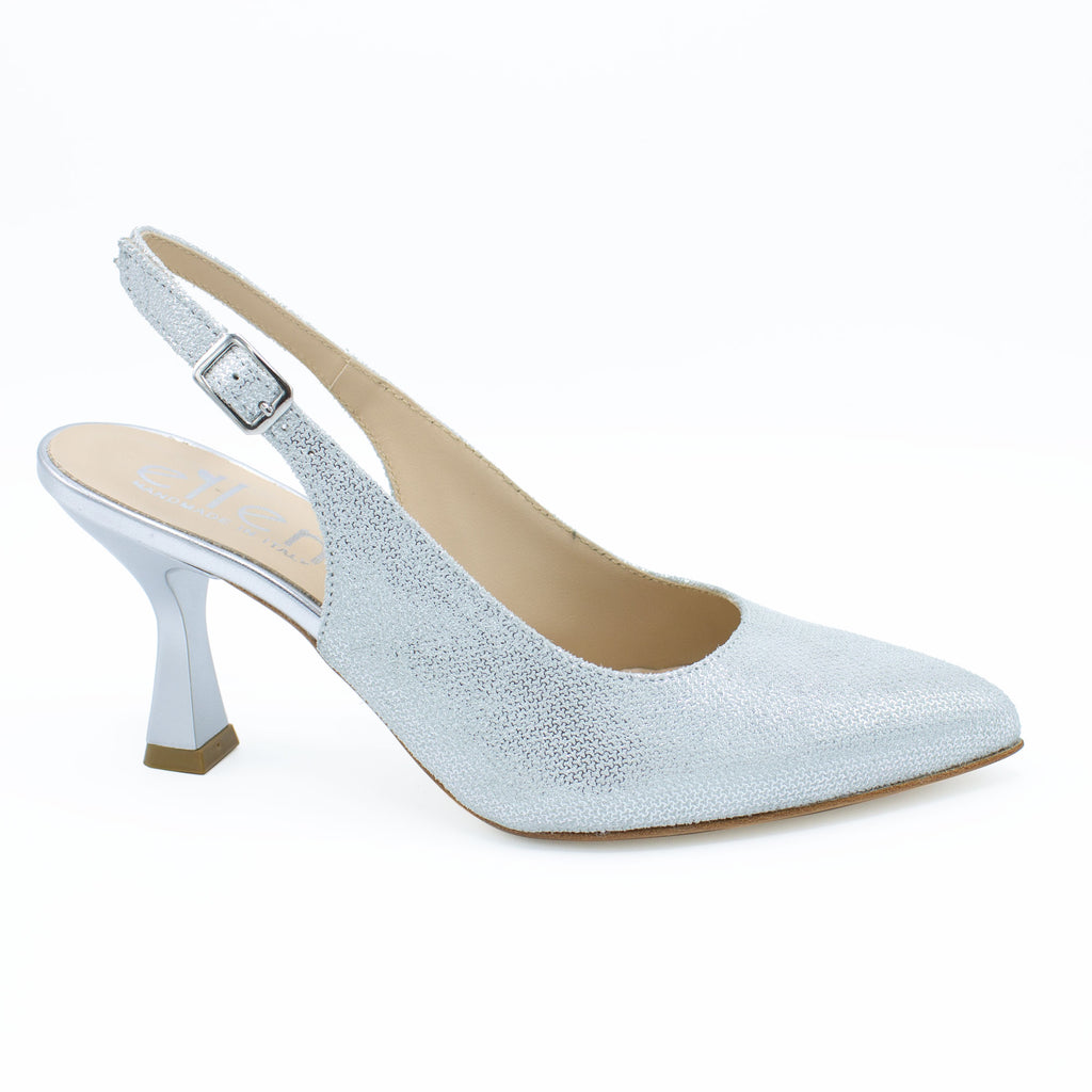 Slingback donna in pelle argento