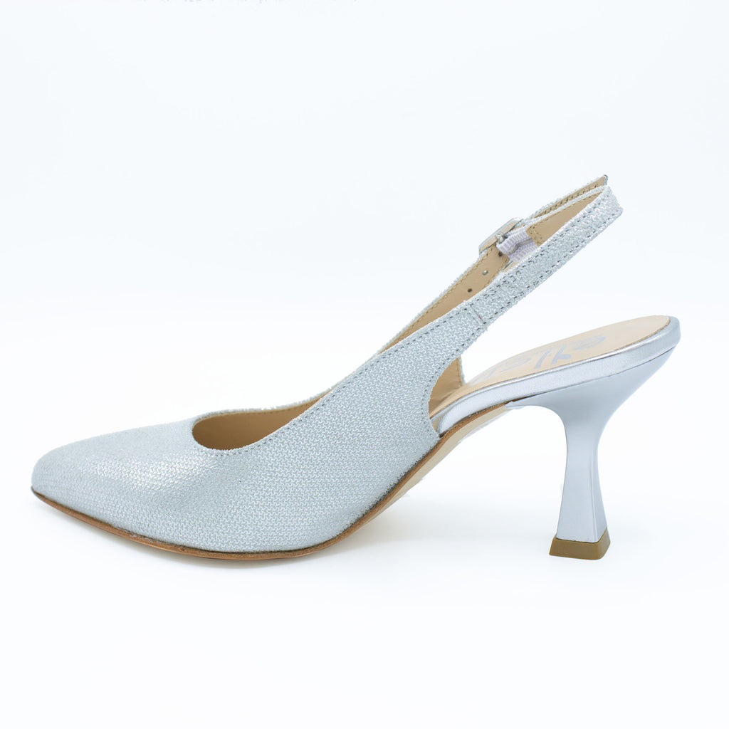 Slingback donna in pelle argento