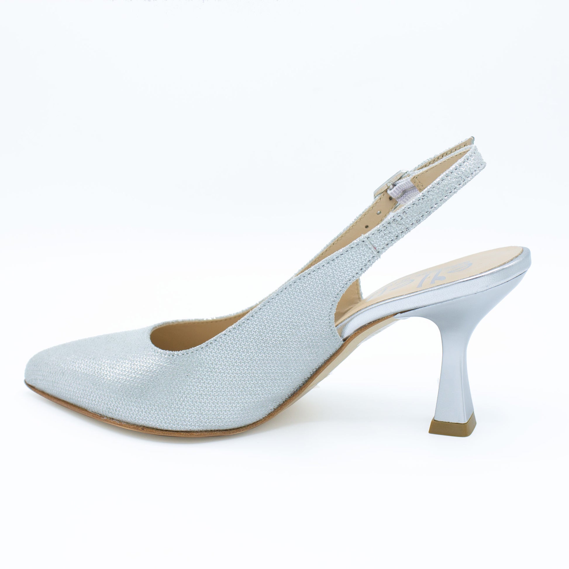 Slingback donna in pelle argento