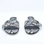 Ciabattina donna in pelle stampato  pitone bianco e nero