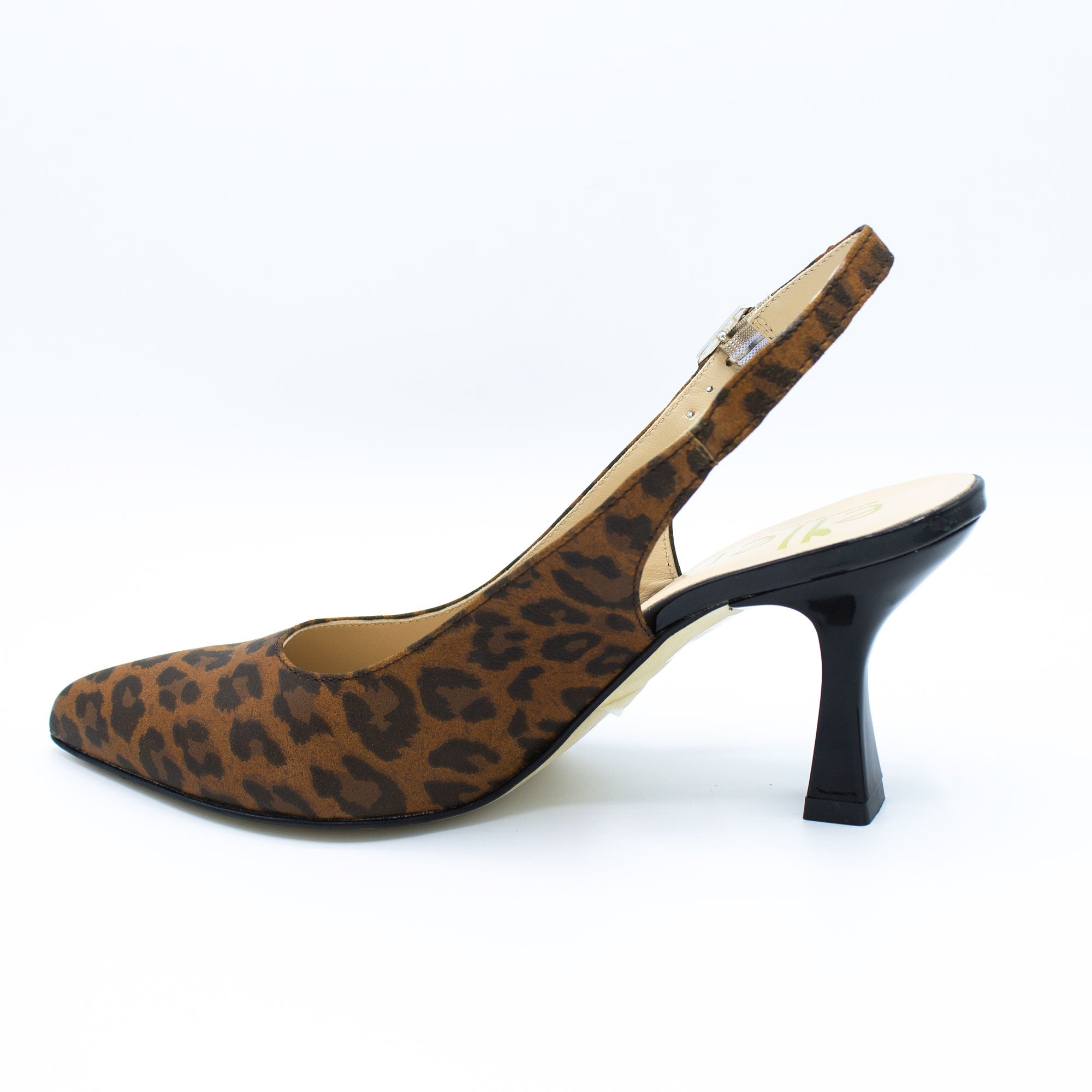 Slingback donna in pelle stampa leopardo marrone