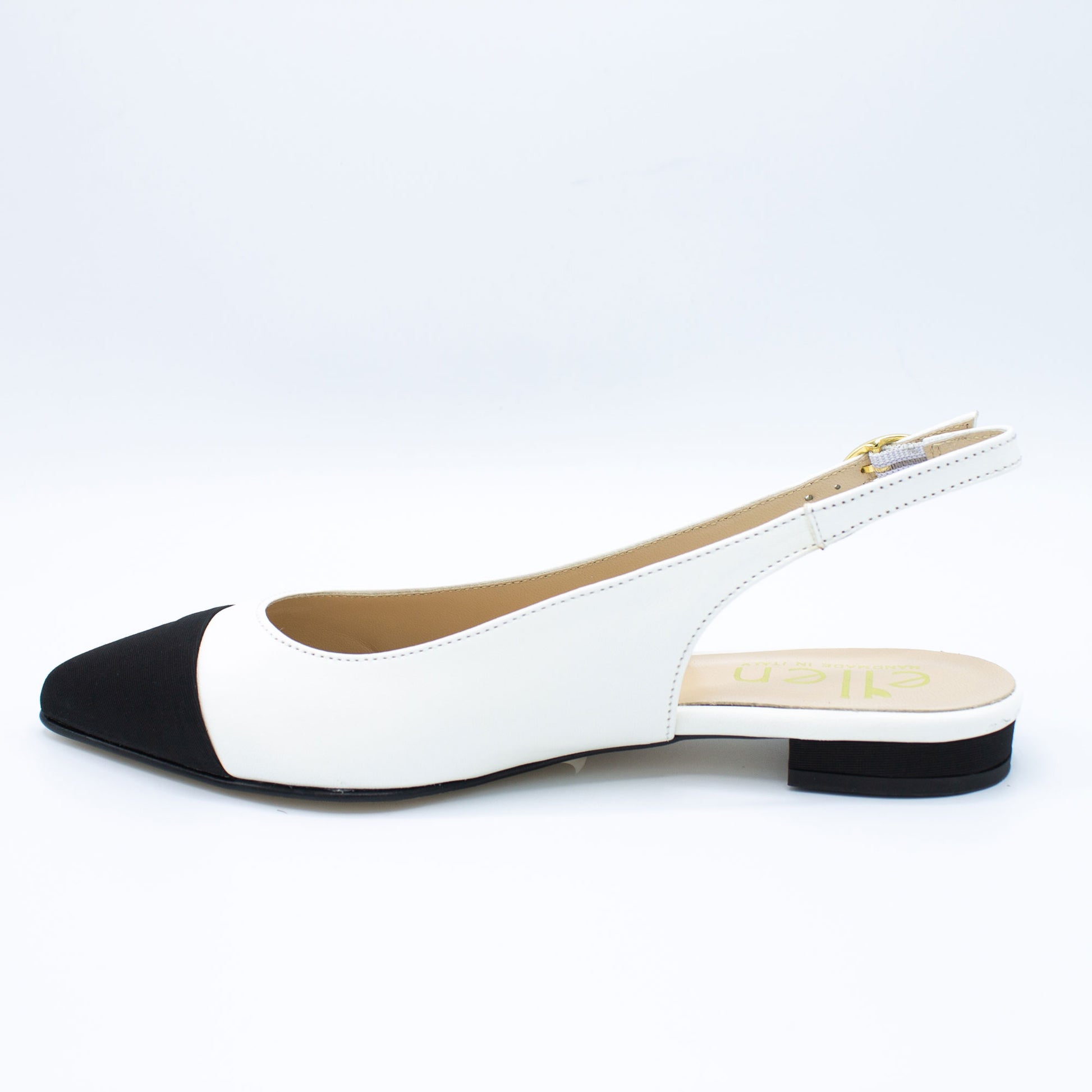 Slingback donna in pelle e gros bianco e nero