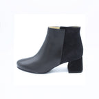 Stivaletto donna in pelle e camoscio nero