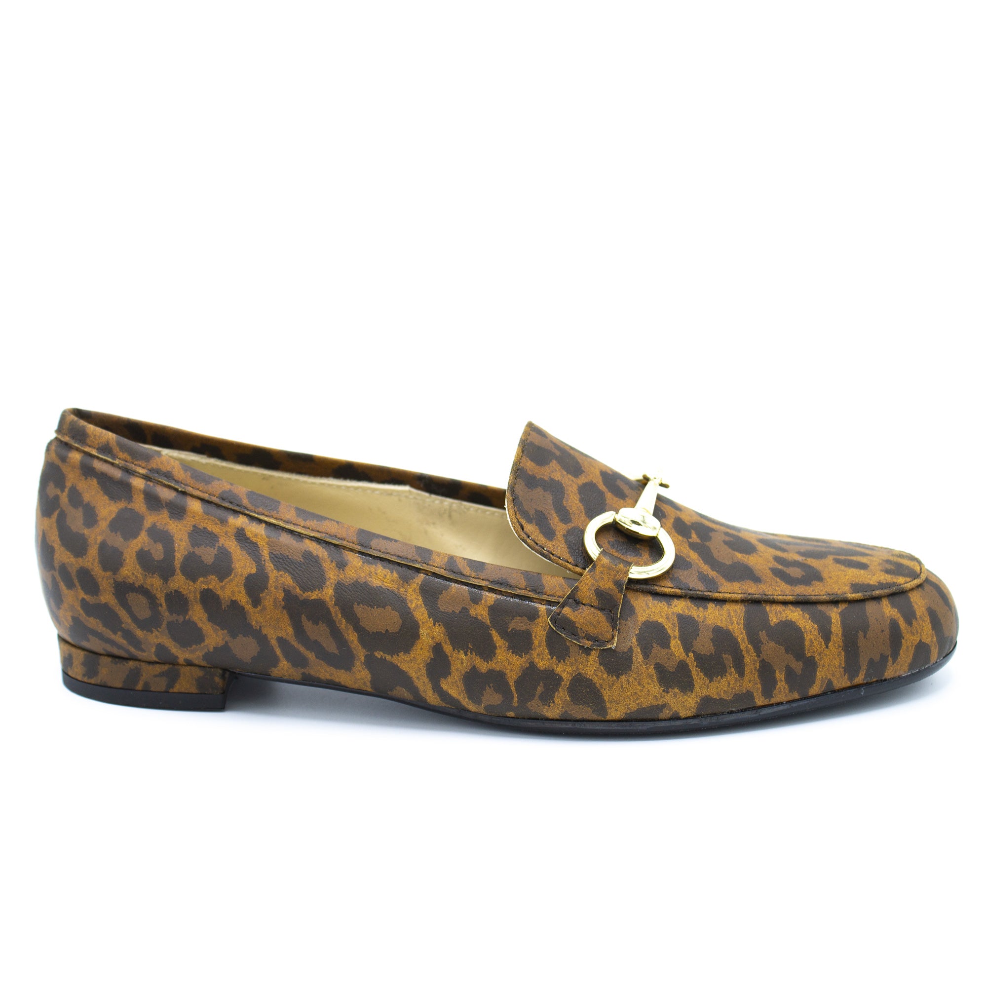 Mocassino donna in pelle leopardo marrone