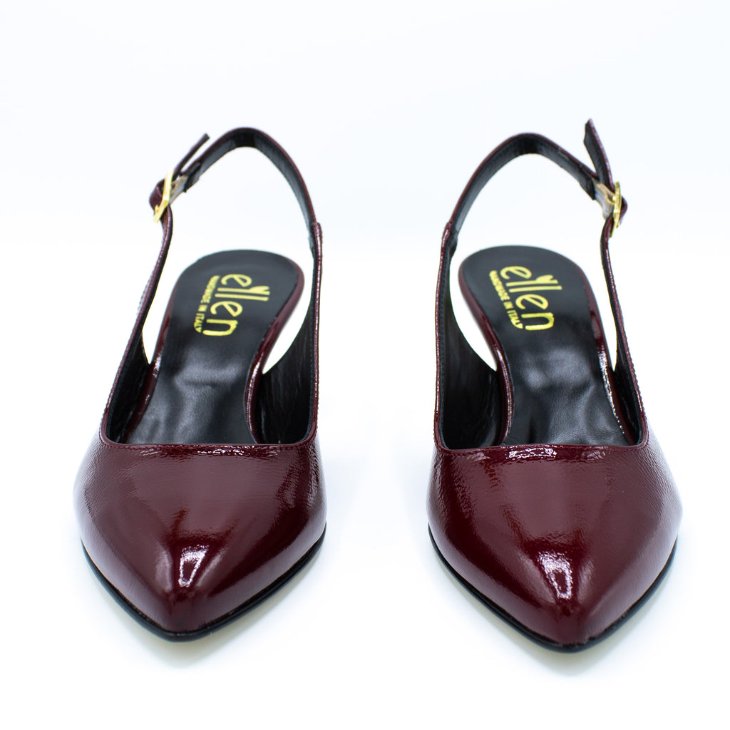 Slingback donna in vernice borgogna
