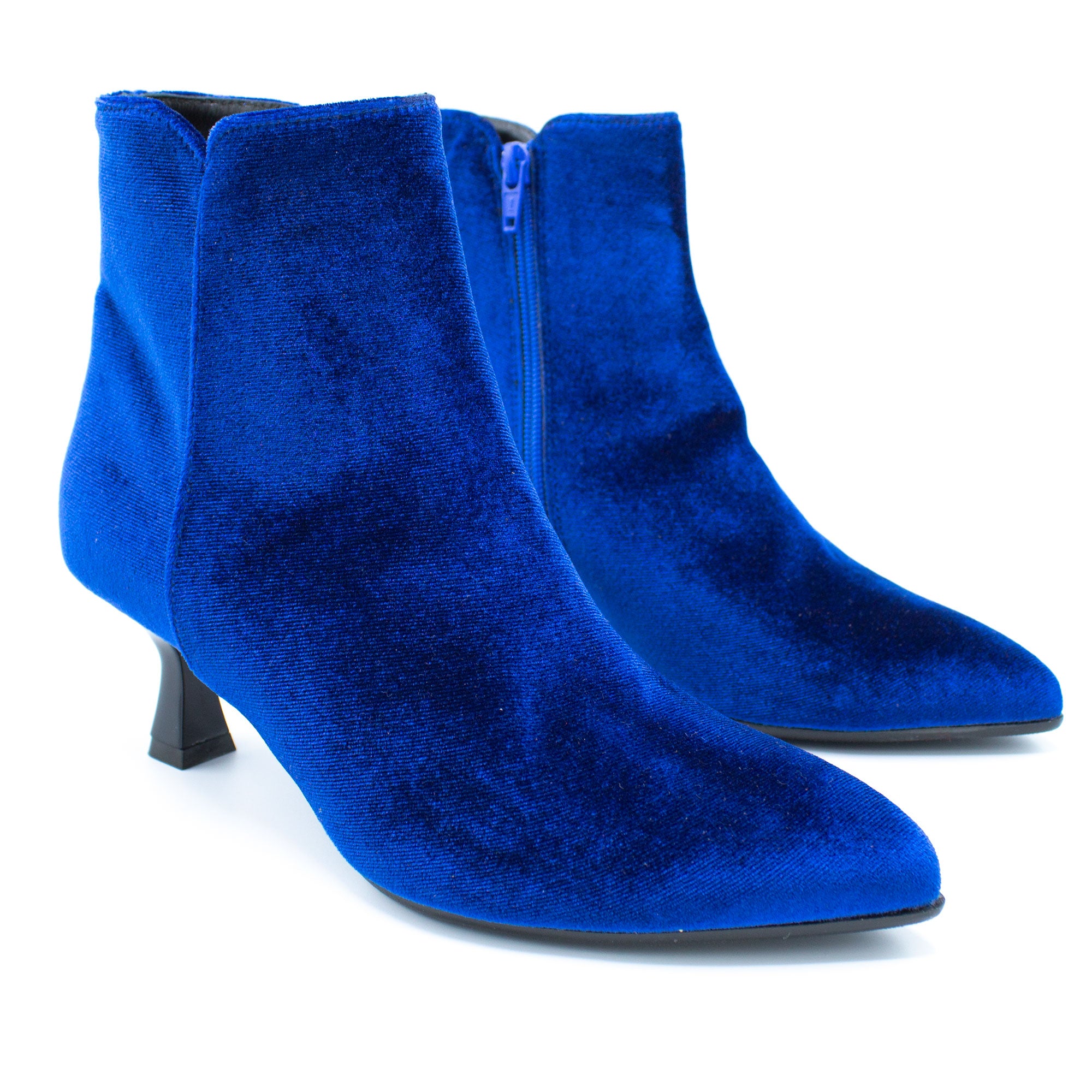 Stivaletto donna in velluto color bluette