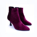 Stivaletto donna in velluto color borgogna