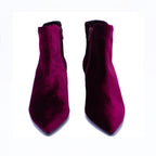 Stivaletto donna in velluto color borgogna