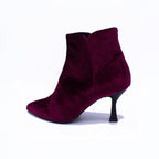 Stivaletto donna in velluto color borgogna
