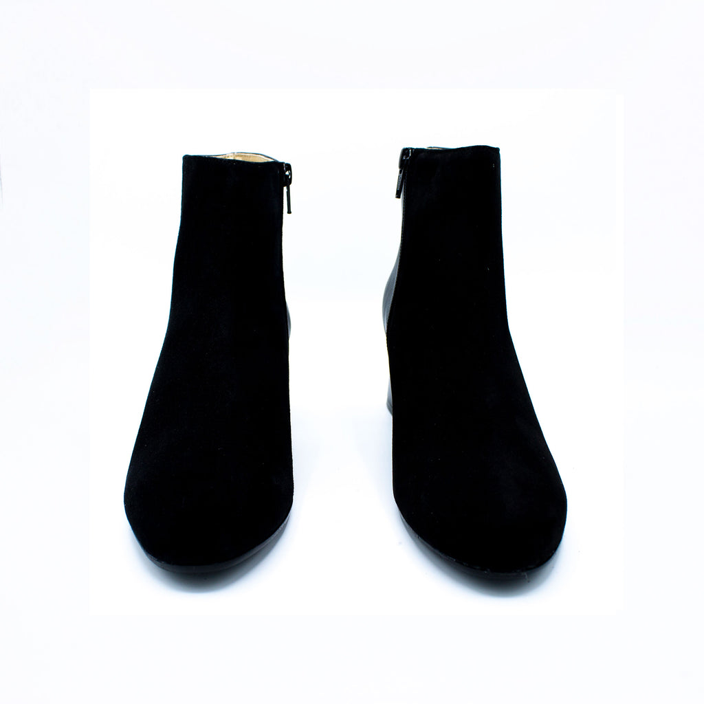 Stivaletto donna in camoscio e pelle nero