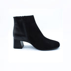 Stivaletto donna in camoscio e pelle nero