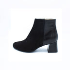 Stivaletto donna in camoscio e pelle nero