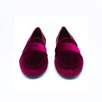 Mocassino donna in velluto color borgogna
