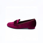 Mocassino donna in velluto color borgogna