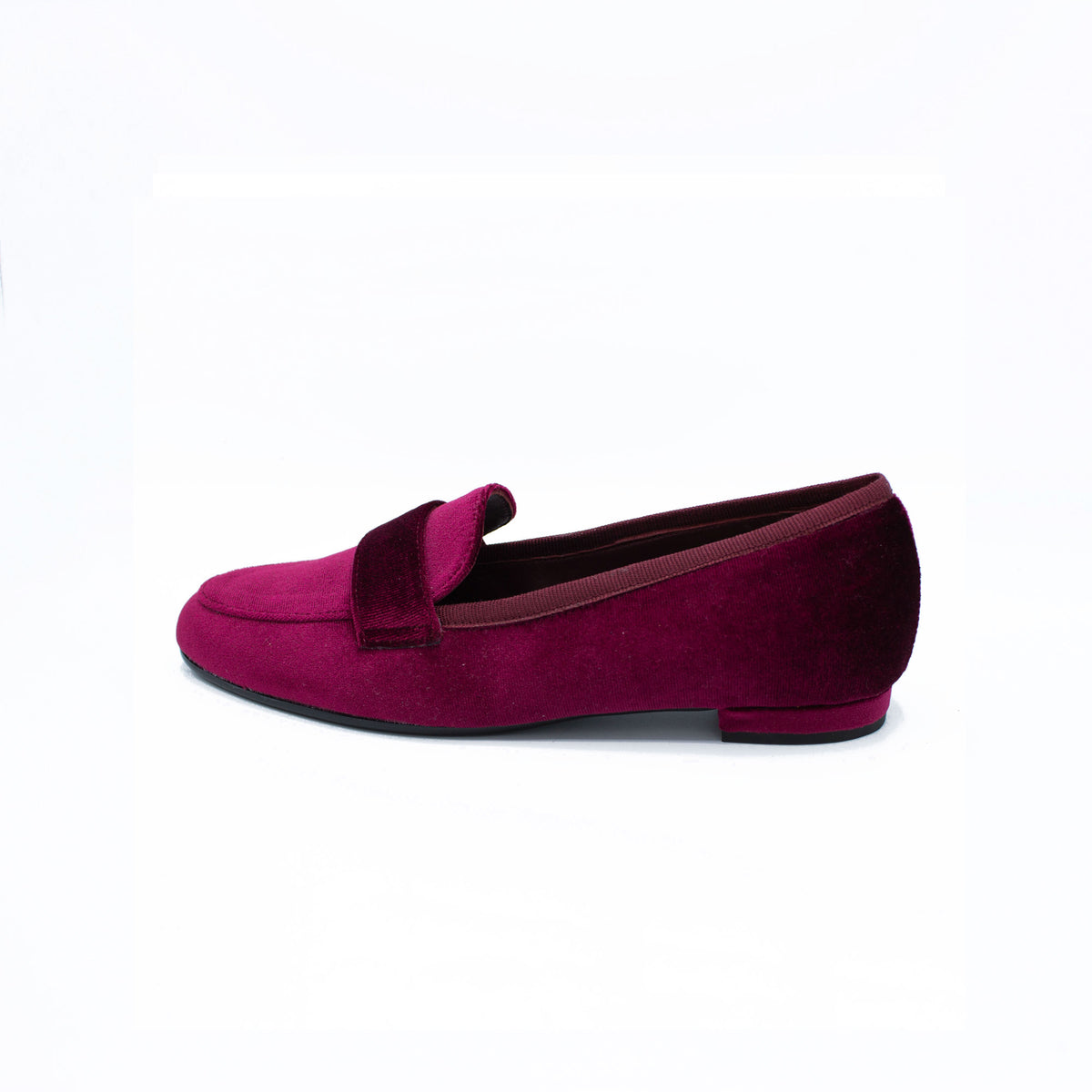 Mocassino donna in velluto color borgogna