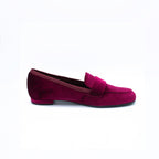 Mocassino donna in velluto color borgogna
