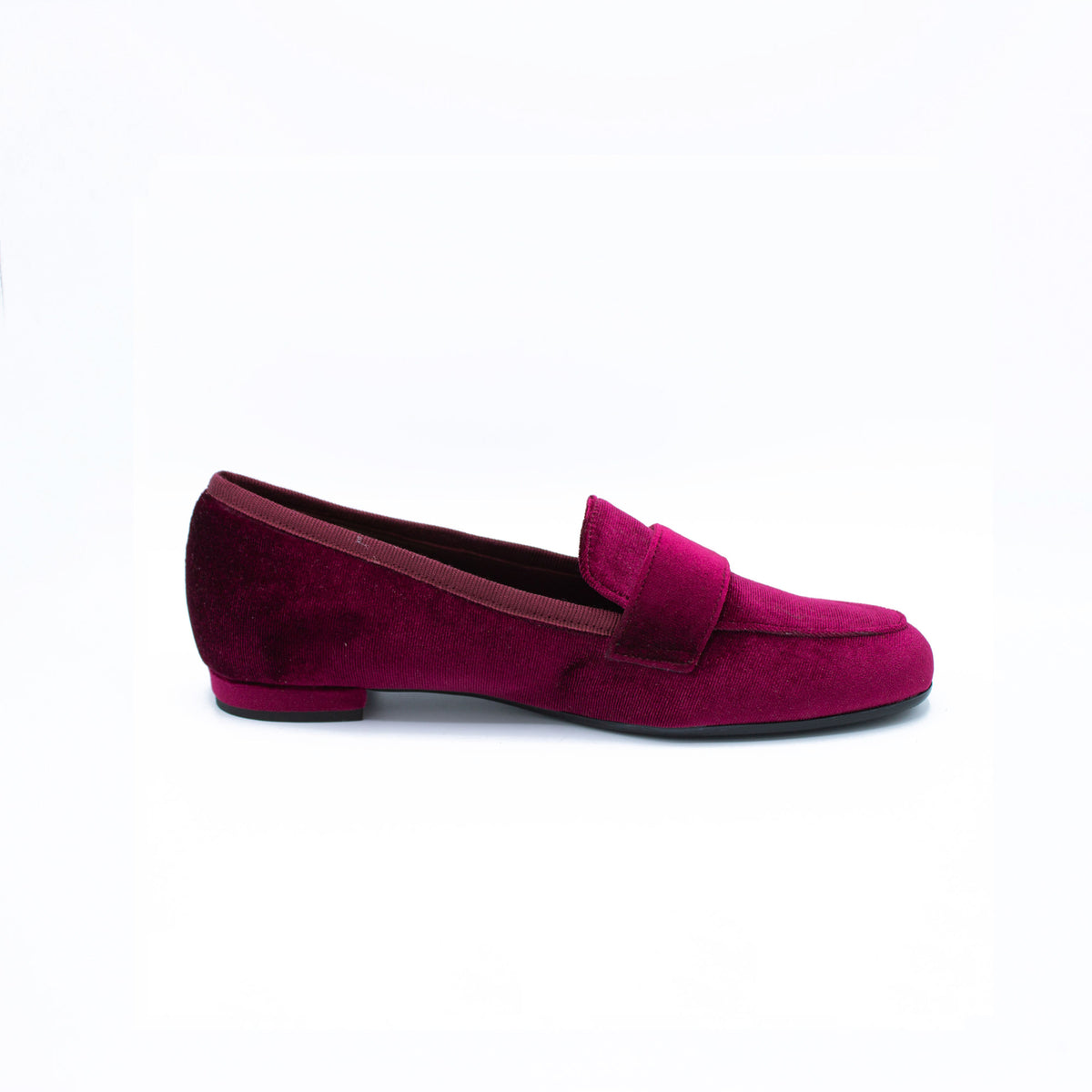 Mocassino donna in velluto color borgogna