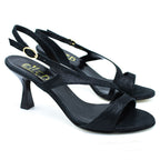 Sandalo donna in pelle lurex nero