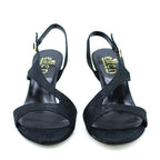 Sandalo donna in pelle lurex nero