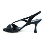 Sandalo donna in pelle lurex nero