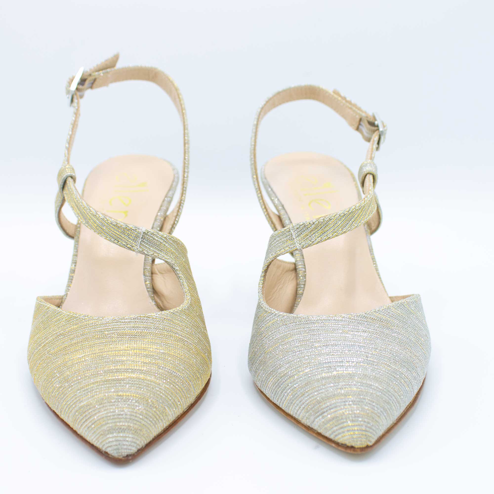 Slingback donna in tessuto lurex oro