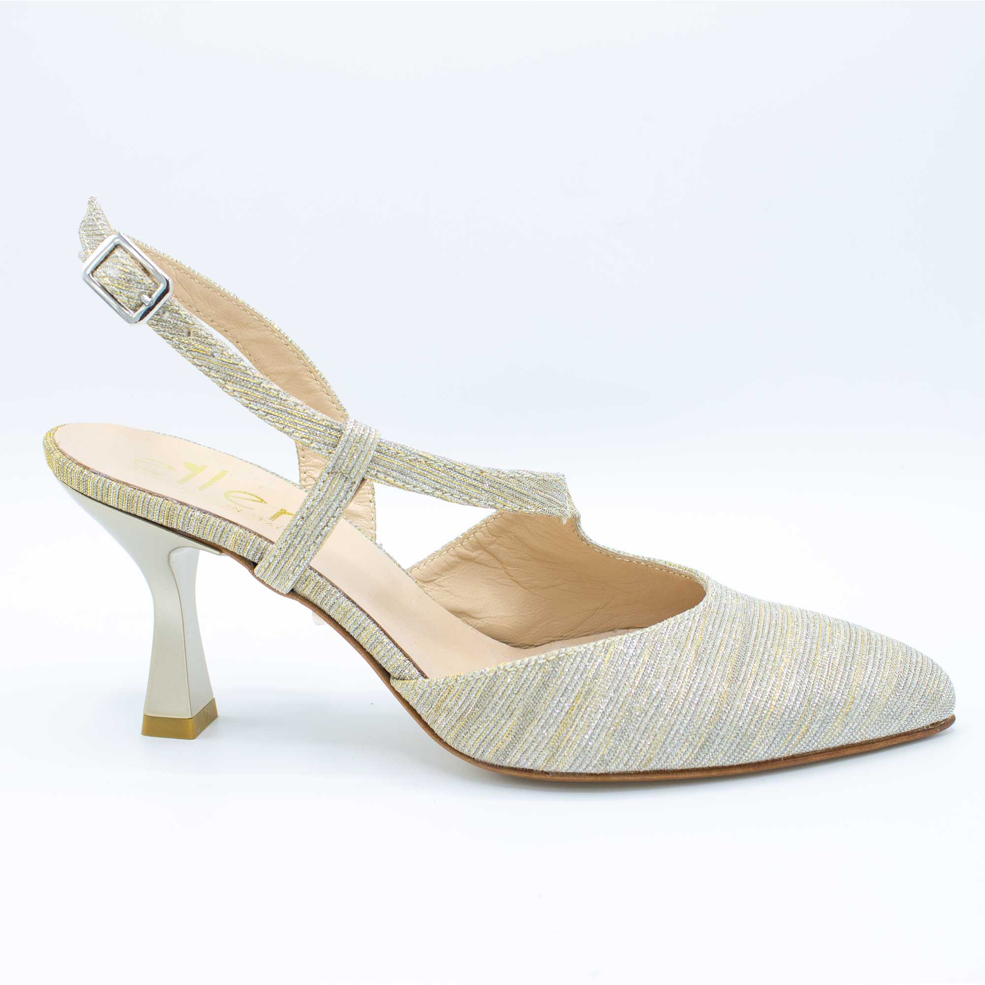 Slingback donna in tessuto lurex oro