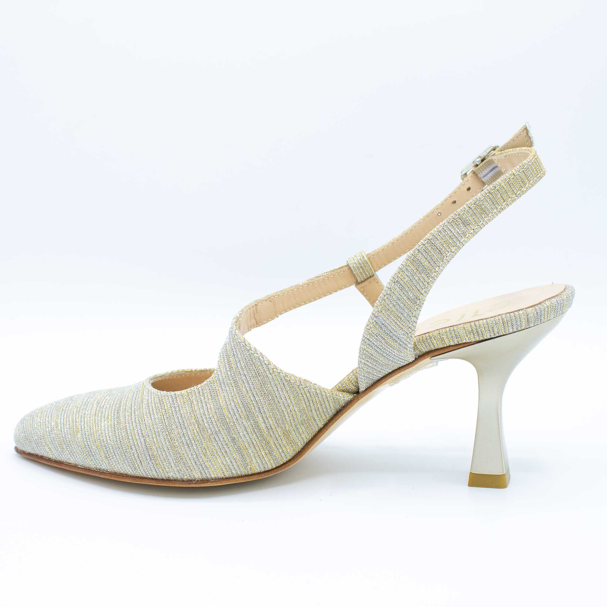 Slingback donna in tessuto lurex oro