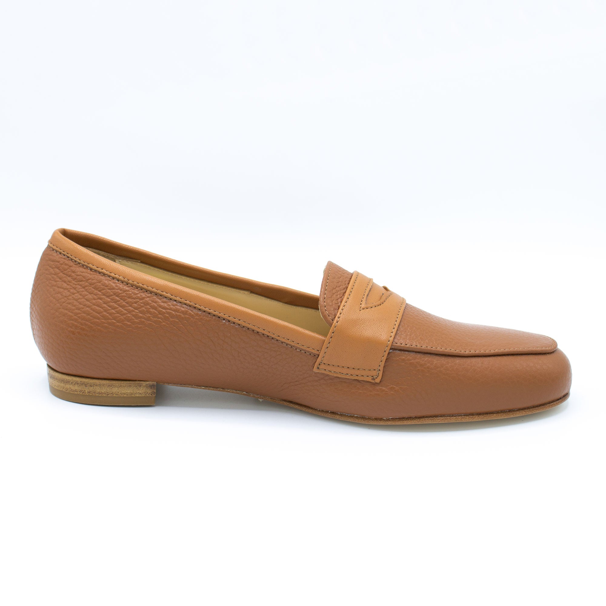 Mocassino donna in pelle martellata cuoio