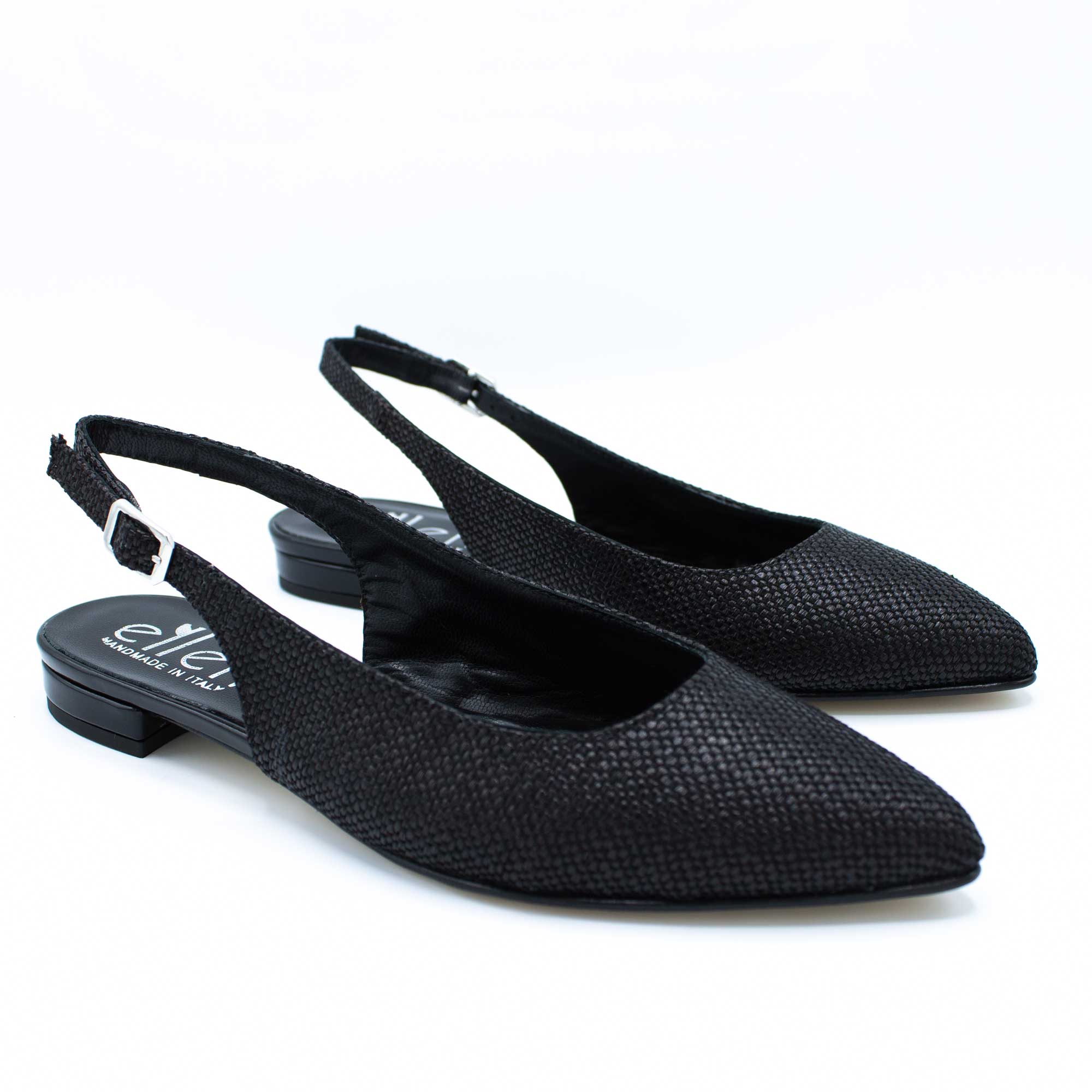 Slingback donna in raffia nera