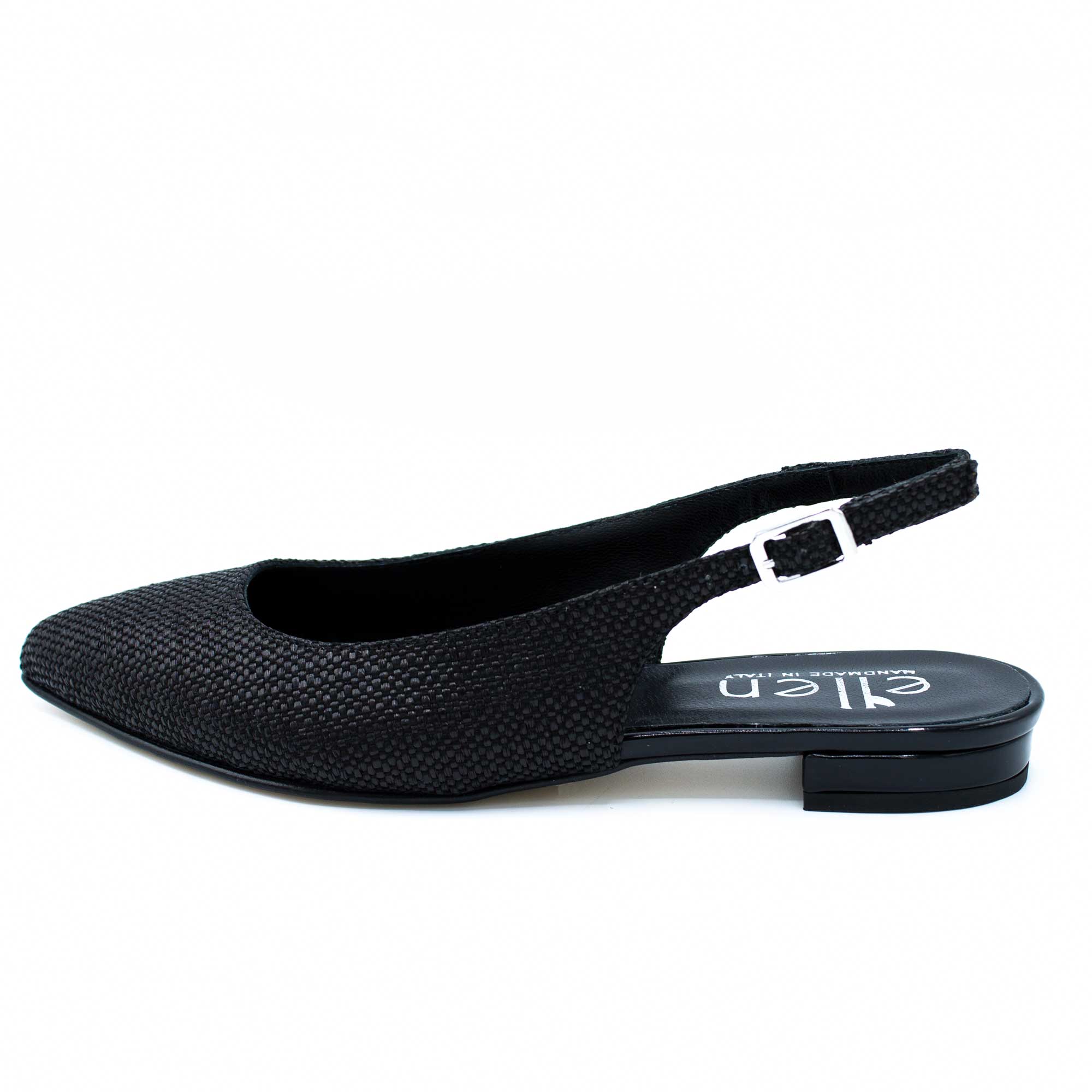 Slingback donna in raffia nera