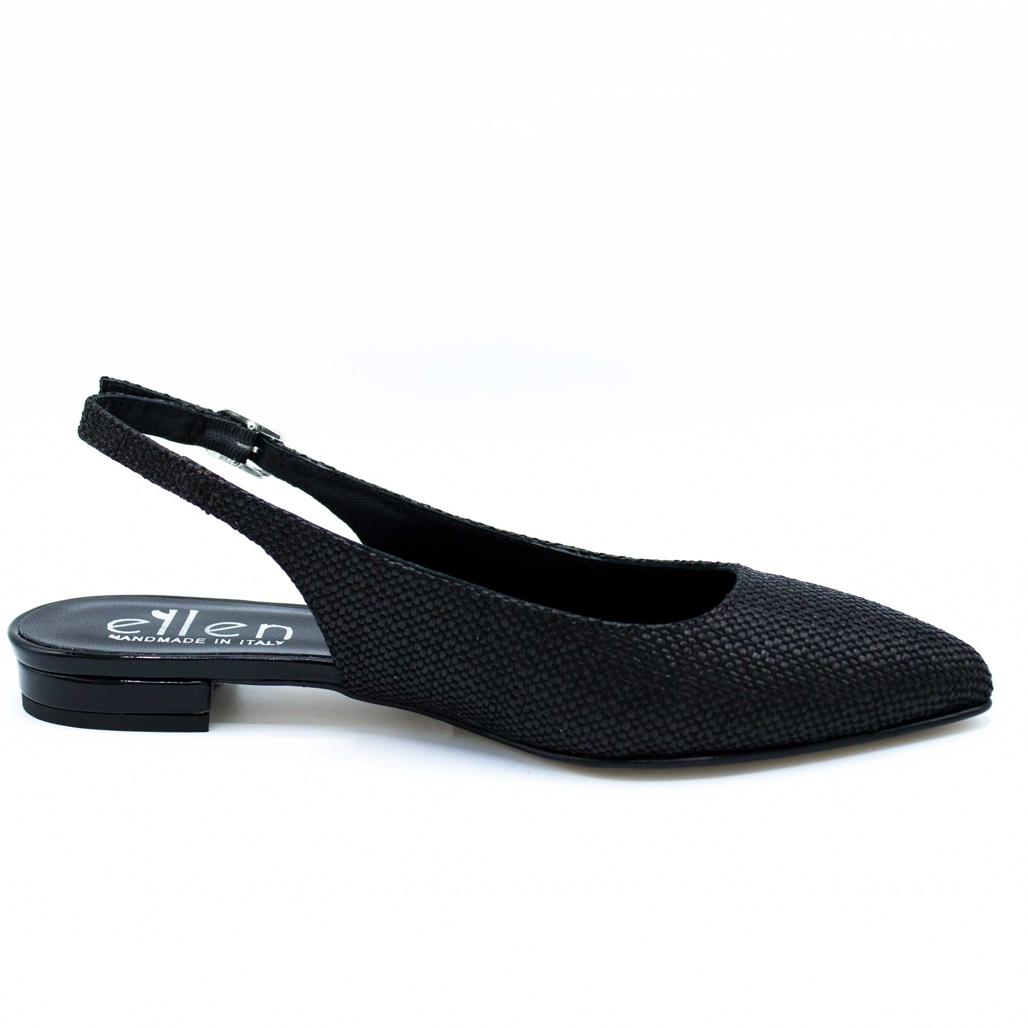 Slingback donna in raffia nera