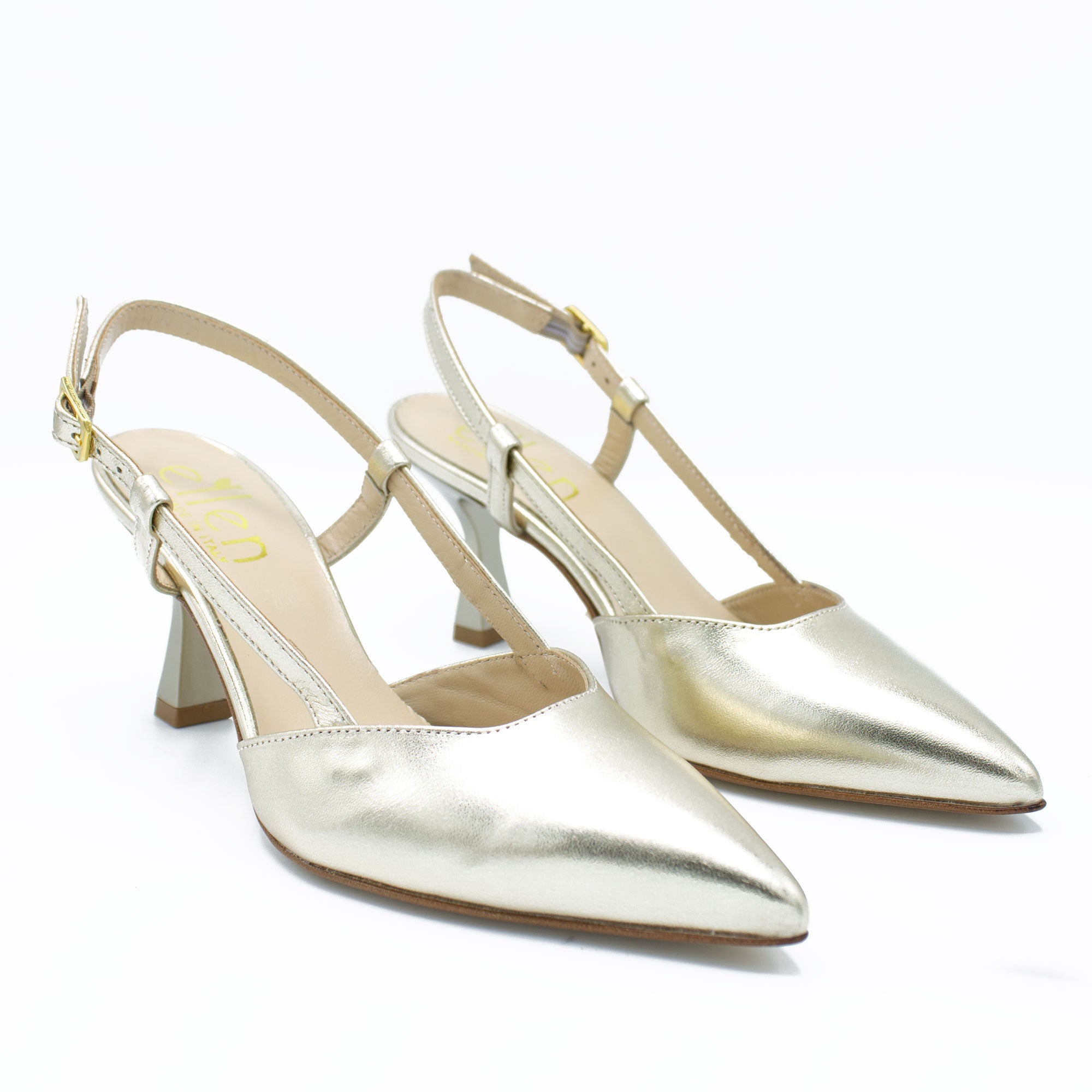 Slingback donna in pelle color platino