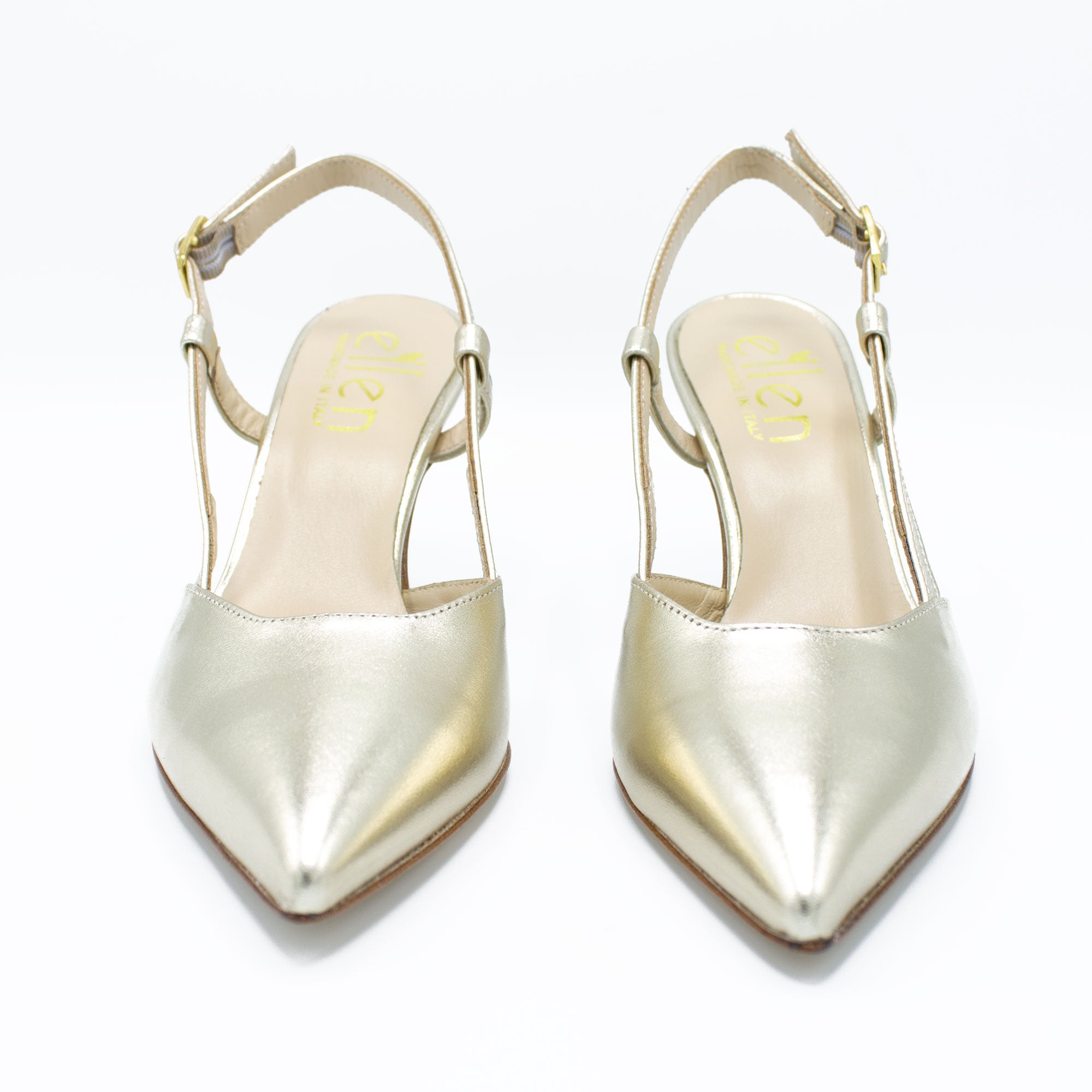 Slingback donna in pelle color platino