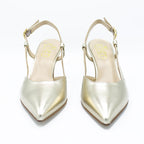 Slingback donna in pelle platino