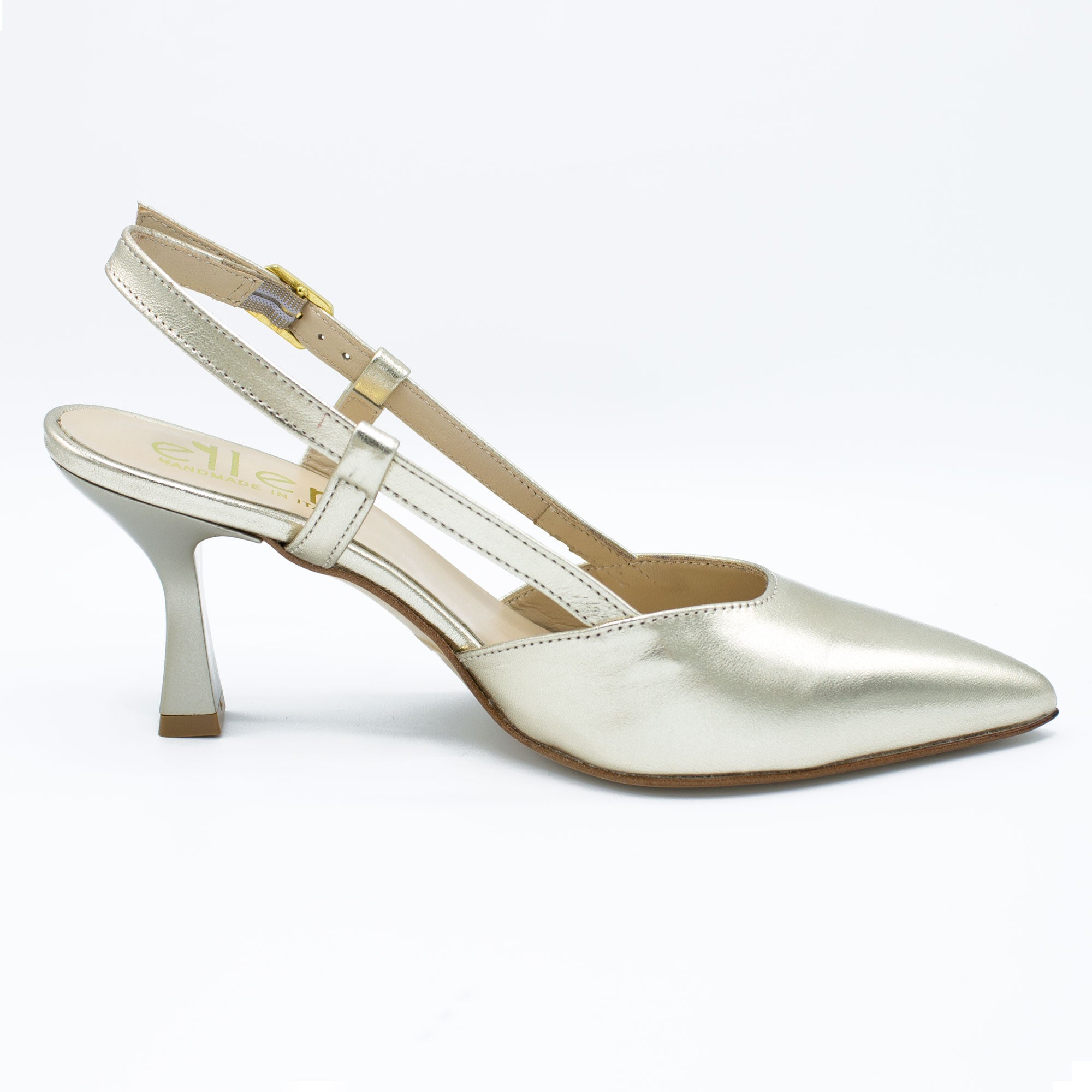 Slingback donna in pelle color platino