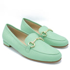 Mocassino donna in pelle latte e menta