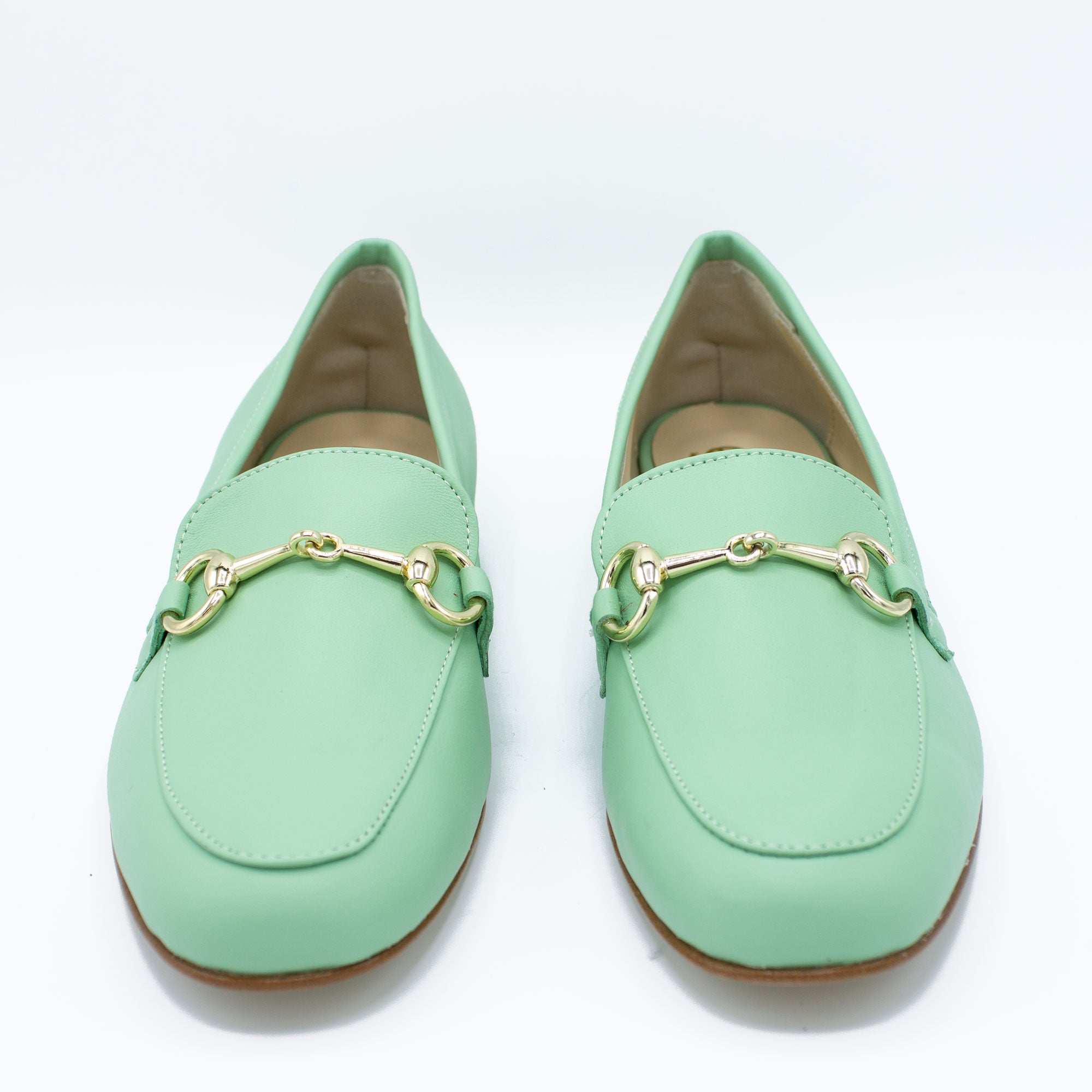 Mocassino donna in pelle latte e menta