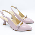 Slingback donna in vernice rosa antico